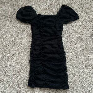 Black Puff Sleeve Mini Dress